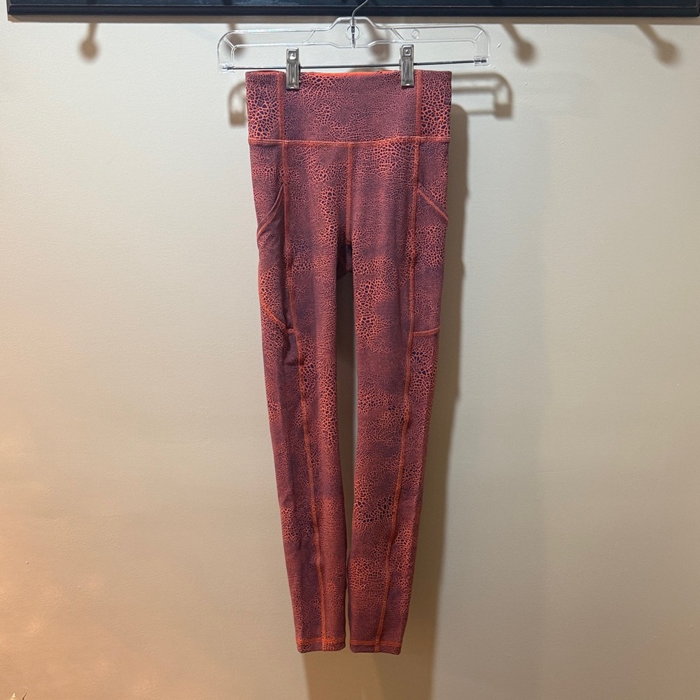 Lululemon Invigorate HR Tight 25" Crackle Glaze Vintage Orange Larkspur